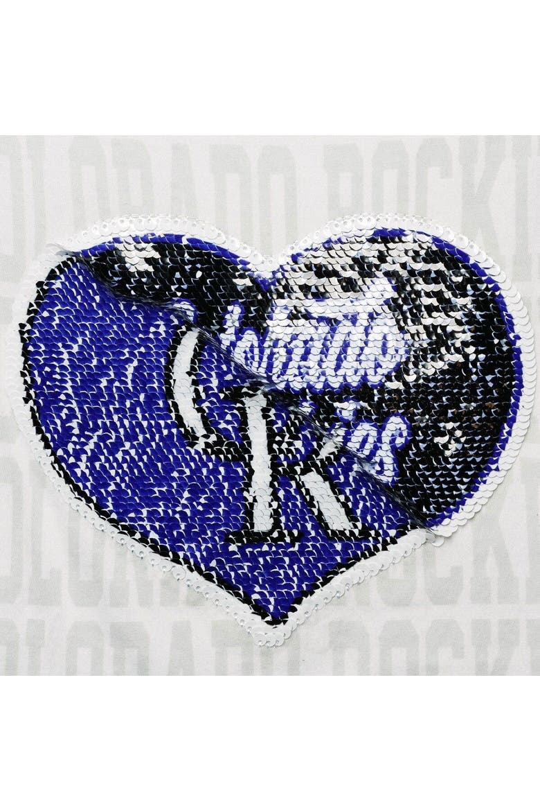 Girls Youth New Era White Colorado Rockies Flip Sequin Heart Crop Top, Alternate, color, White