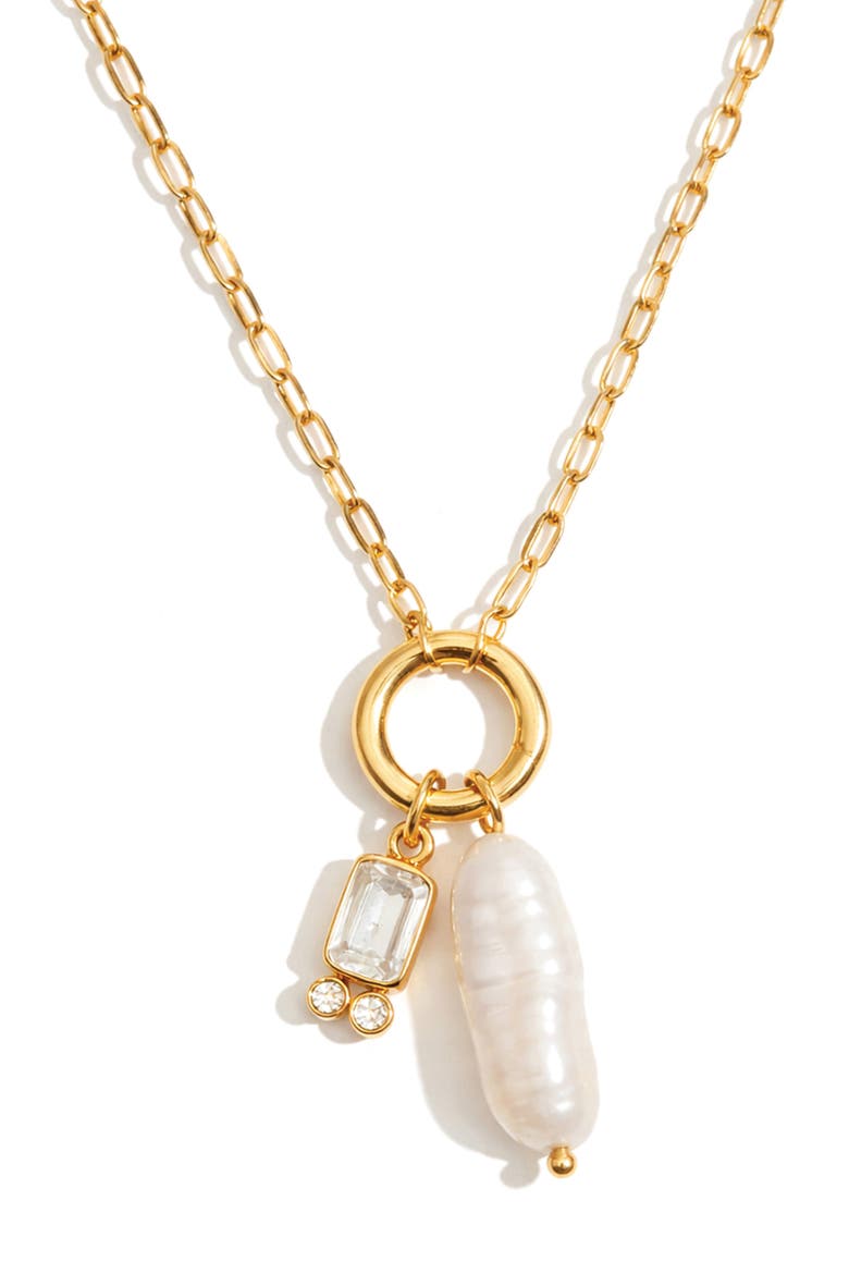 Pearl Shimmer Pendant Necklace, Main, color, GOLD