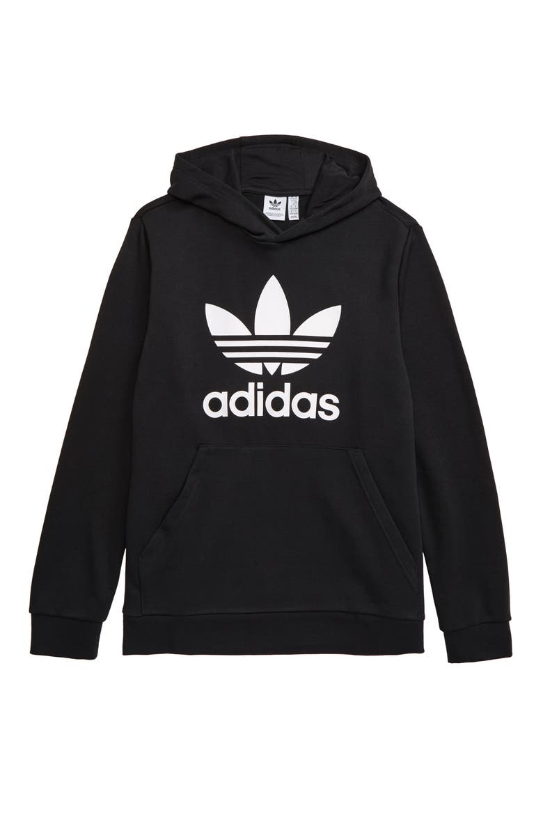 Trefoil Hoodie, Main, color, BLACK/ WHITE