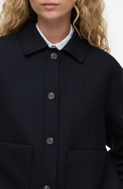Barbour Ashdon Double Face Wool Blend Overshirt In Black