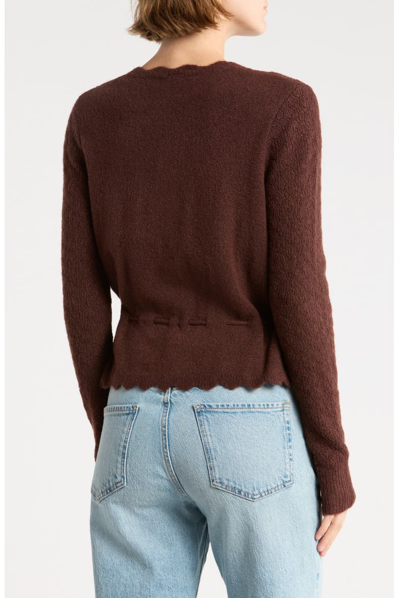 Pointelle Cardigan, Alternate, color, BROWN CHICORY