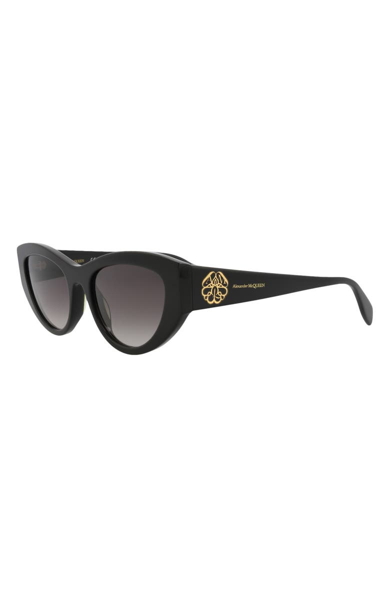McQueen 54mm Modified Cat Eye Sunglasses, Alternate, color, Black Black Grey