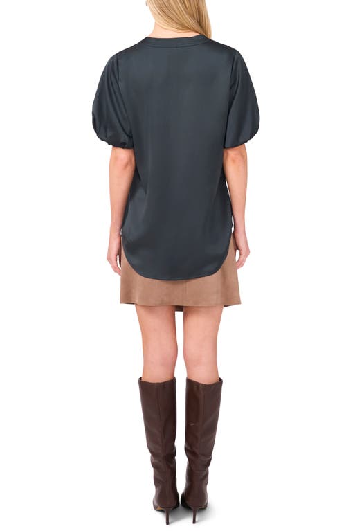 Vince Camuto Puff Sleeve Satin Top In Green