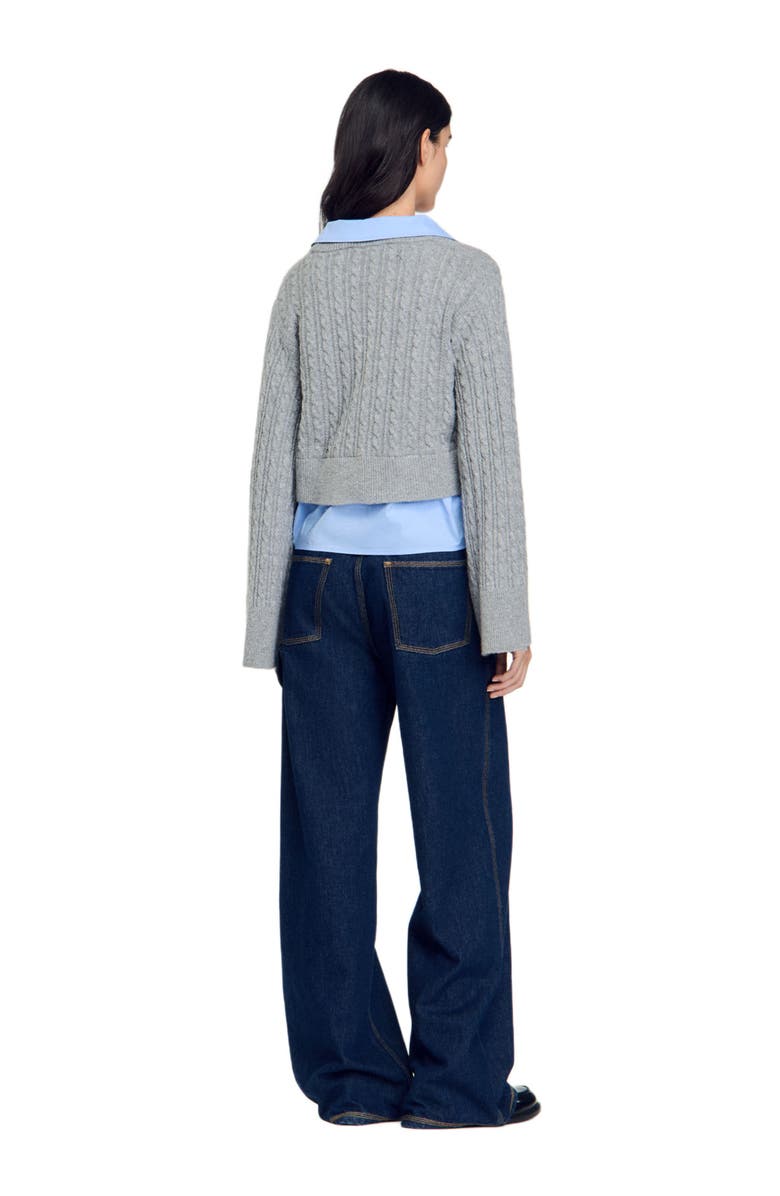 SANDRO Cardigan with removable shirt collar, Alternate, color, 