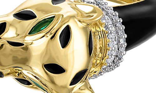 Fzn Cubic Zirconia Panther Cuff Bracelet In Yellow