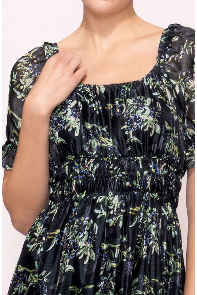 Shirred Puff Sleeve Maxi Dress, Alternate, color, BLACK MULTI