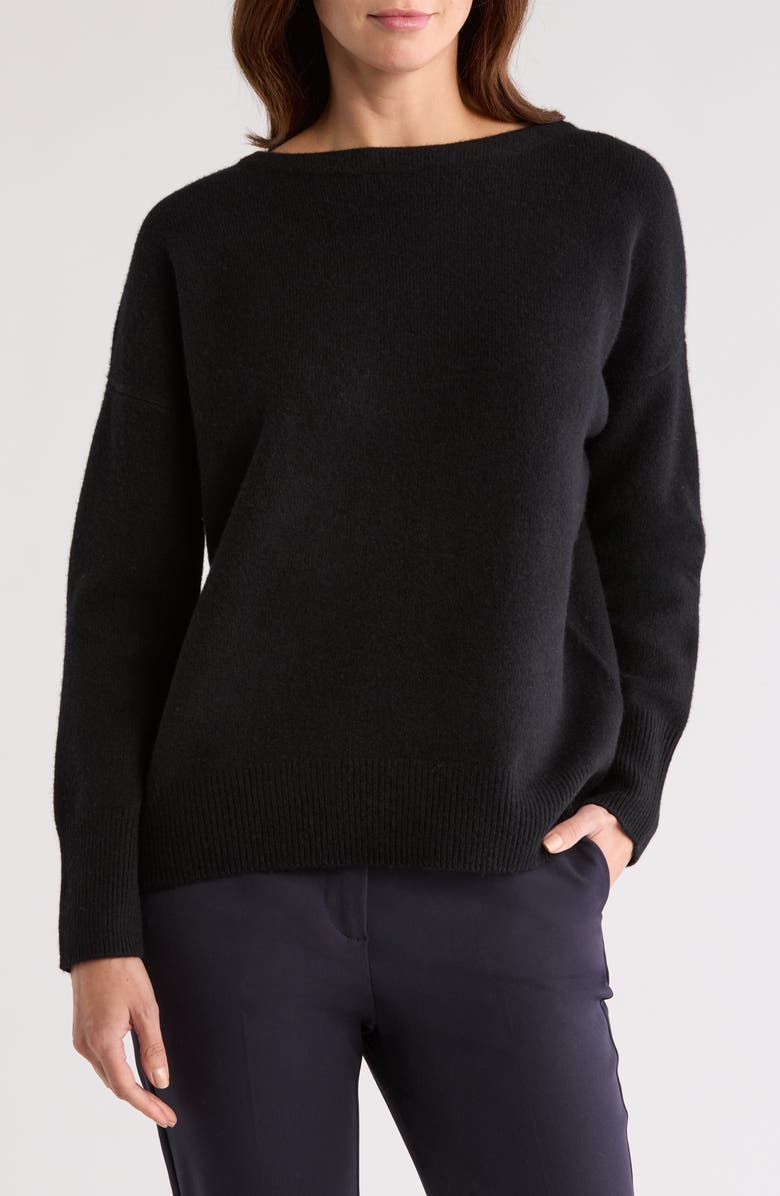 Vince Boat Neck Wool & Cashmere Pullover Sweater, Main, color, Black