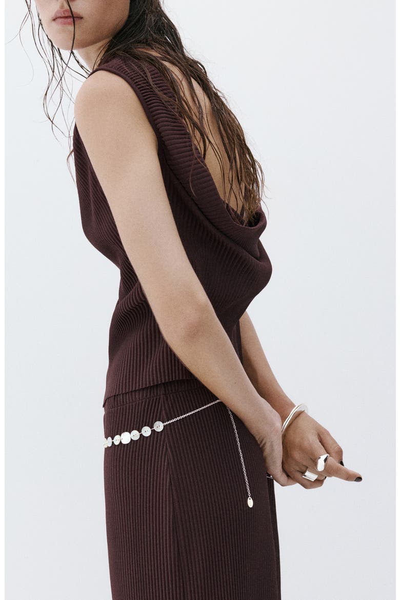 Bead Detail Textured Sleeveless Top, Alternate, color, CHOCOLATE