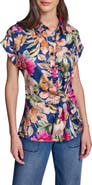KARL LAGERFELD PARIS Side Tie CrĂŞpe de Chine Button-Up Shirt