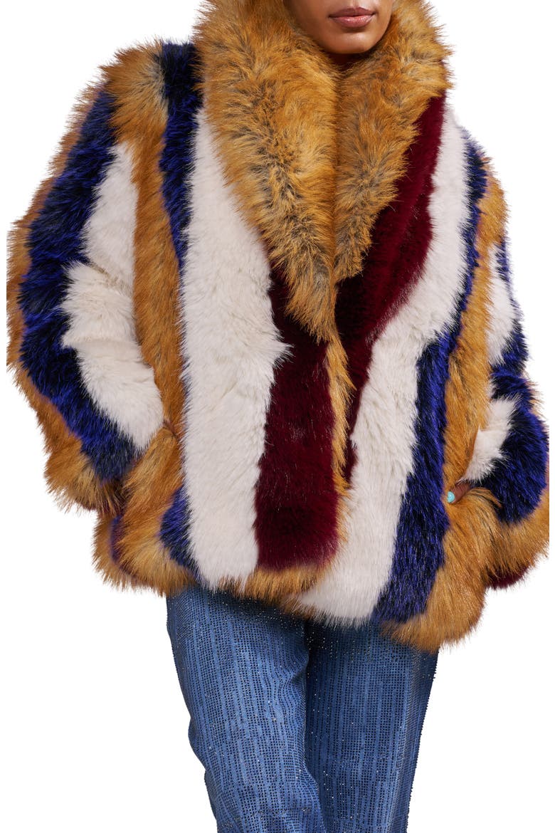 Ambria Faux Fur Jacket, Main, color, MULTI