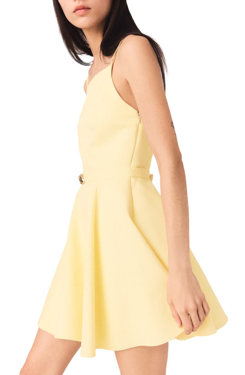 maje Strappy flared dress, Alternate, color, Pale Yellow