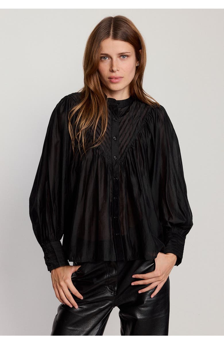 The Shirt by Rochelle Behrens The Shiv Ruffled Shirt, Alternate, color, Black