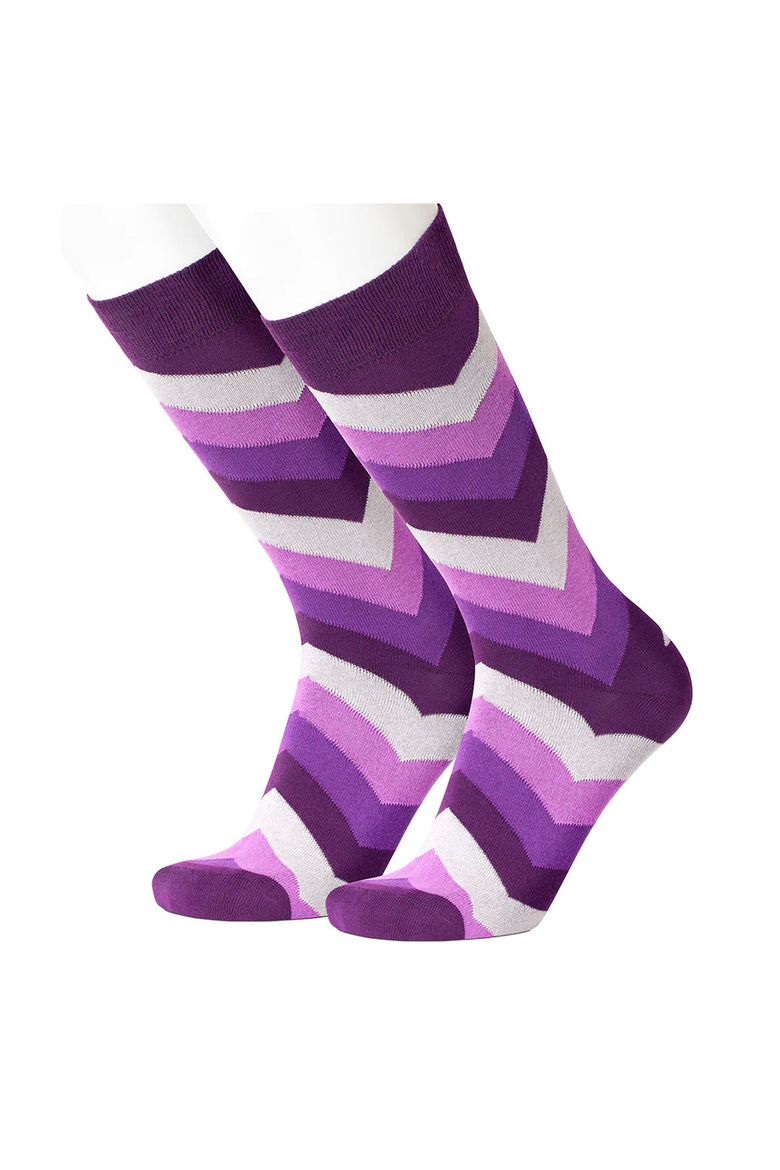 Chevron Men's Socks, Main, color, Chevron Purple / Stripes