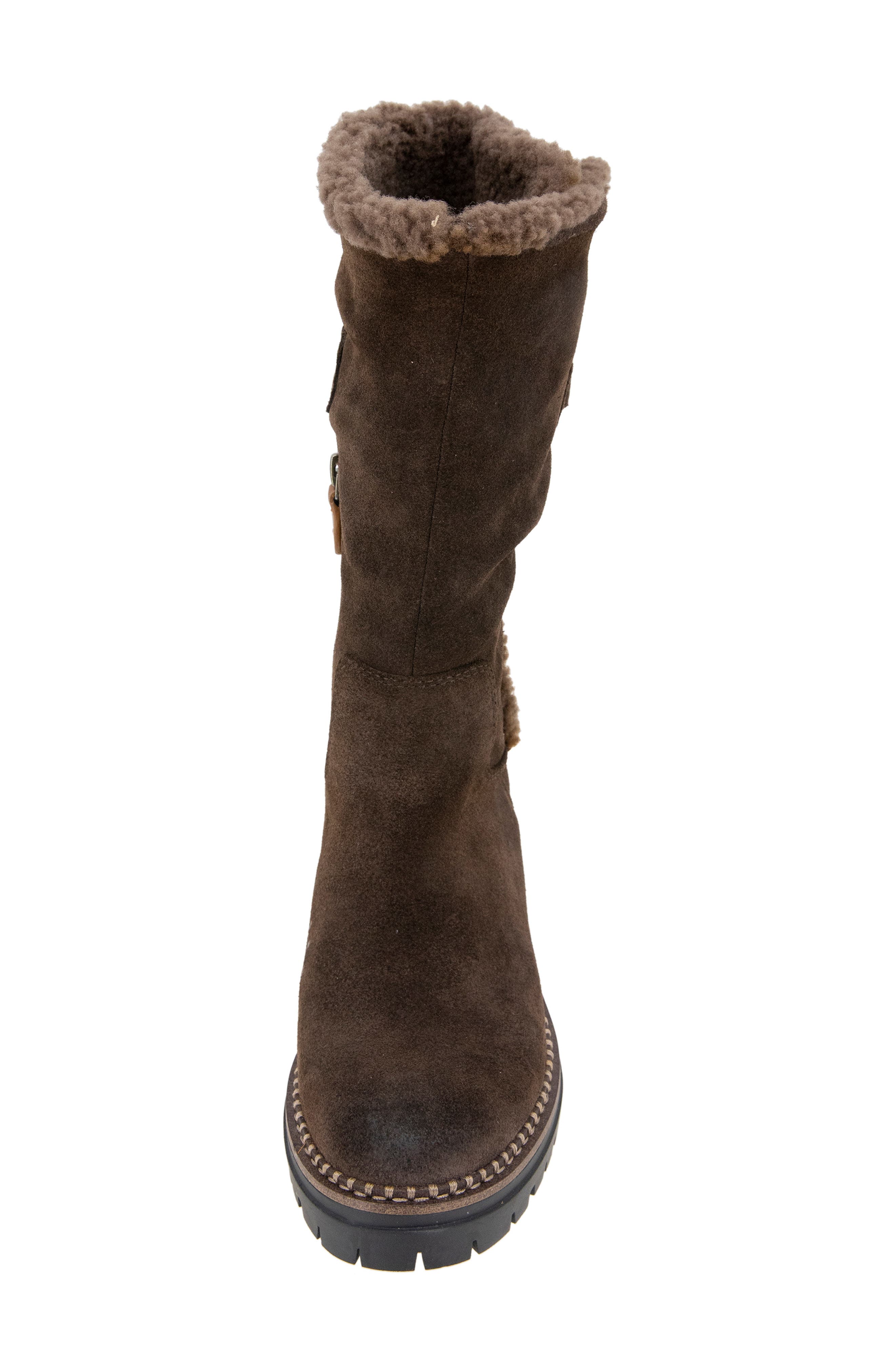 Bradford Faux Shearling Trim Boot, Alternate, color, CHOCOLATE SUEDE