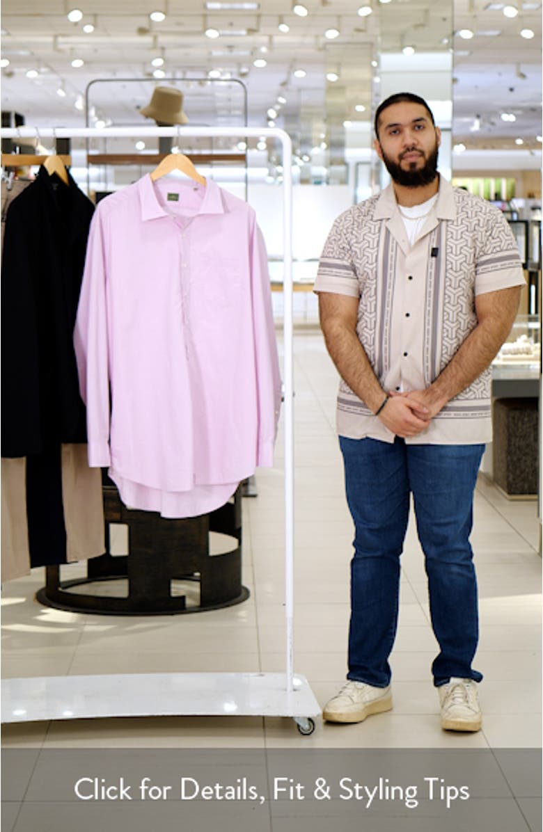 Slim Fit Microcheck Cotton Poplin Button-Up Shirt, sales video thumbnail