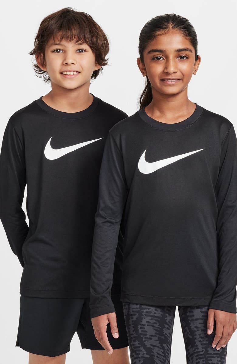 Nike Kids' Legend Dri-FIT Long Sleeve Graphic T-Shirt, Alternate, color, Black