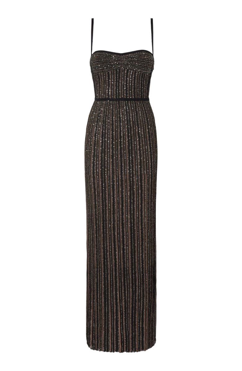 Missoni Sleeveless Long Dress With Lamé Stripes, Alternate, color, Black & Brown