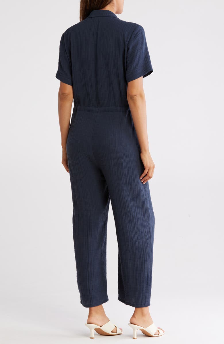 Eileen Fisher Collar Short Sleeve Organic Cotton Gauze Jumpsuit, Alternate, color, 