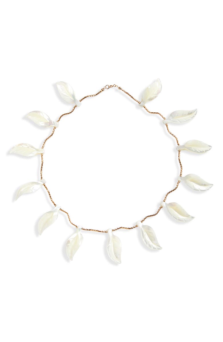 Isshi Tsuta Ivy Leaf Collar Necklace, Main, color, Ivory
