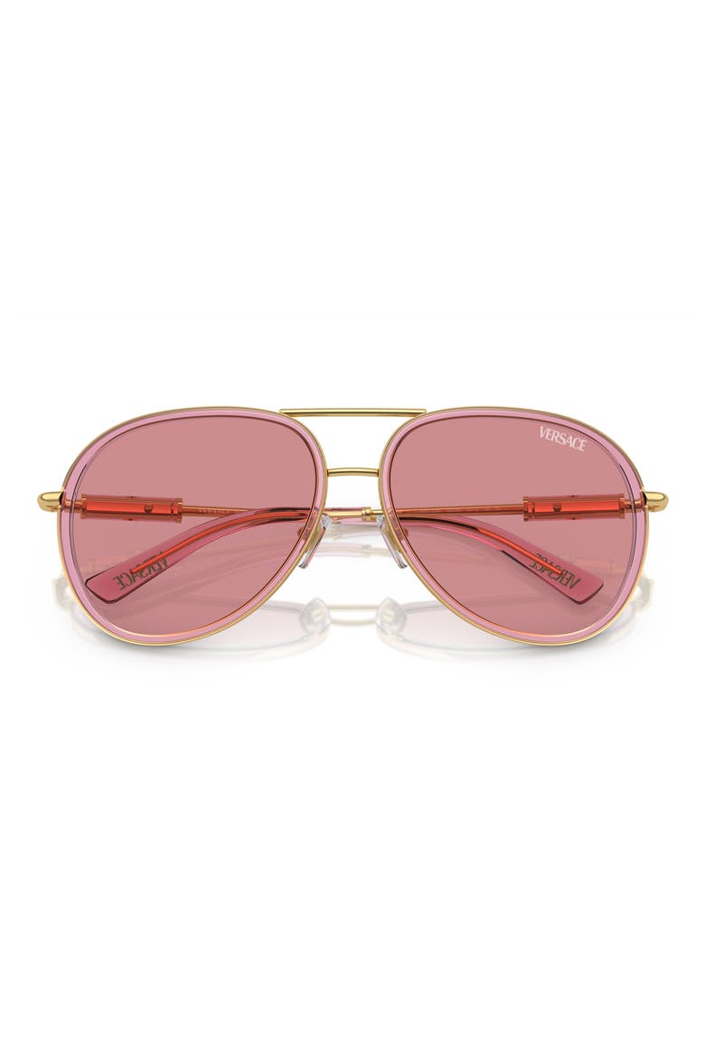 60mm Pilot Sunglasses, Alternate, color, PINK
