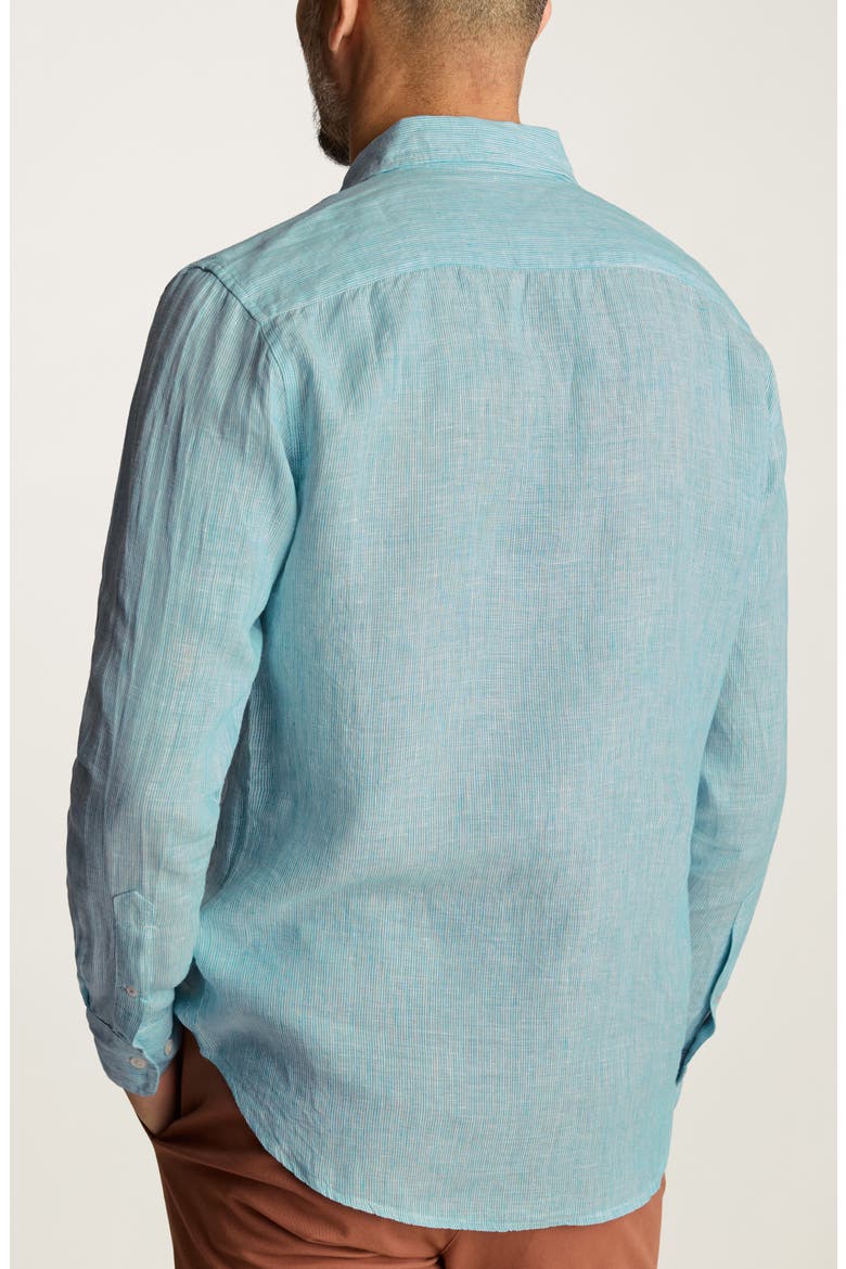 Everyday Striped Linen Shirt, Alternate, color, TEAL OXNARD STRIPE
