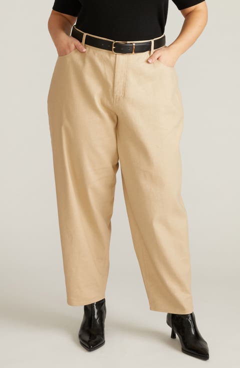 Lou High Waist Barrel Linen Blend Jeans (Acai) (Regular & Plus)