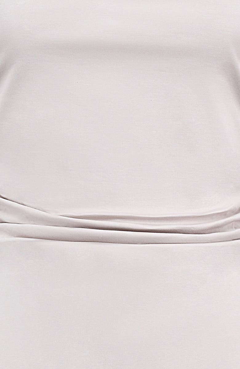 Mistress Rocks Side Drape Strapless Stretch Cotton Twill Top, Alternate, color, Pebble