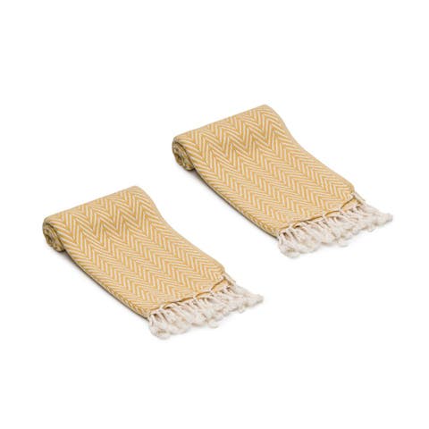 Herringbone Turkish Cotton Hand Towels - Set of 2