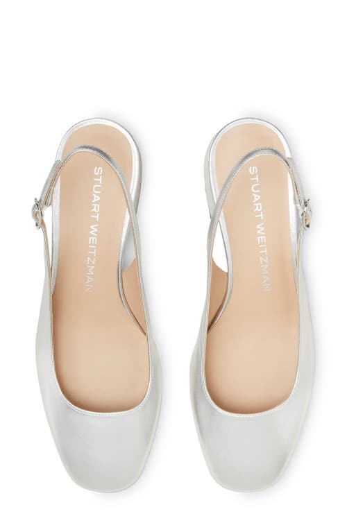 Stuart Weitzman Maeve Metallic Slingback Ballerina Pumps In Silver