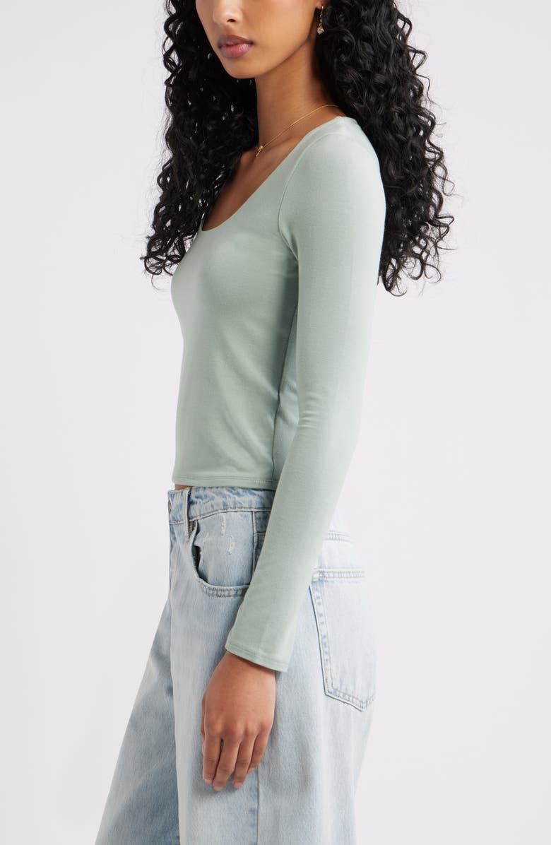 BP. Long Sleeve Square Neck T-Shirt, Alternate, color, Green Iceberg