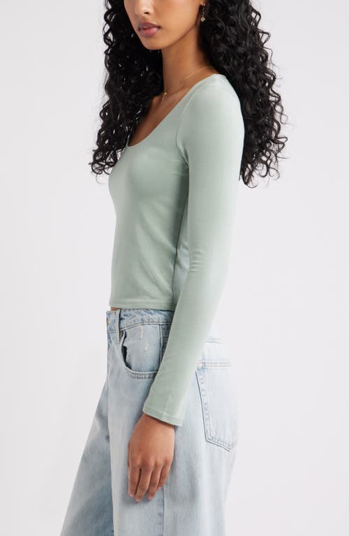 Bp. Long Sleeve Square Neck T-shirt In Green