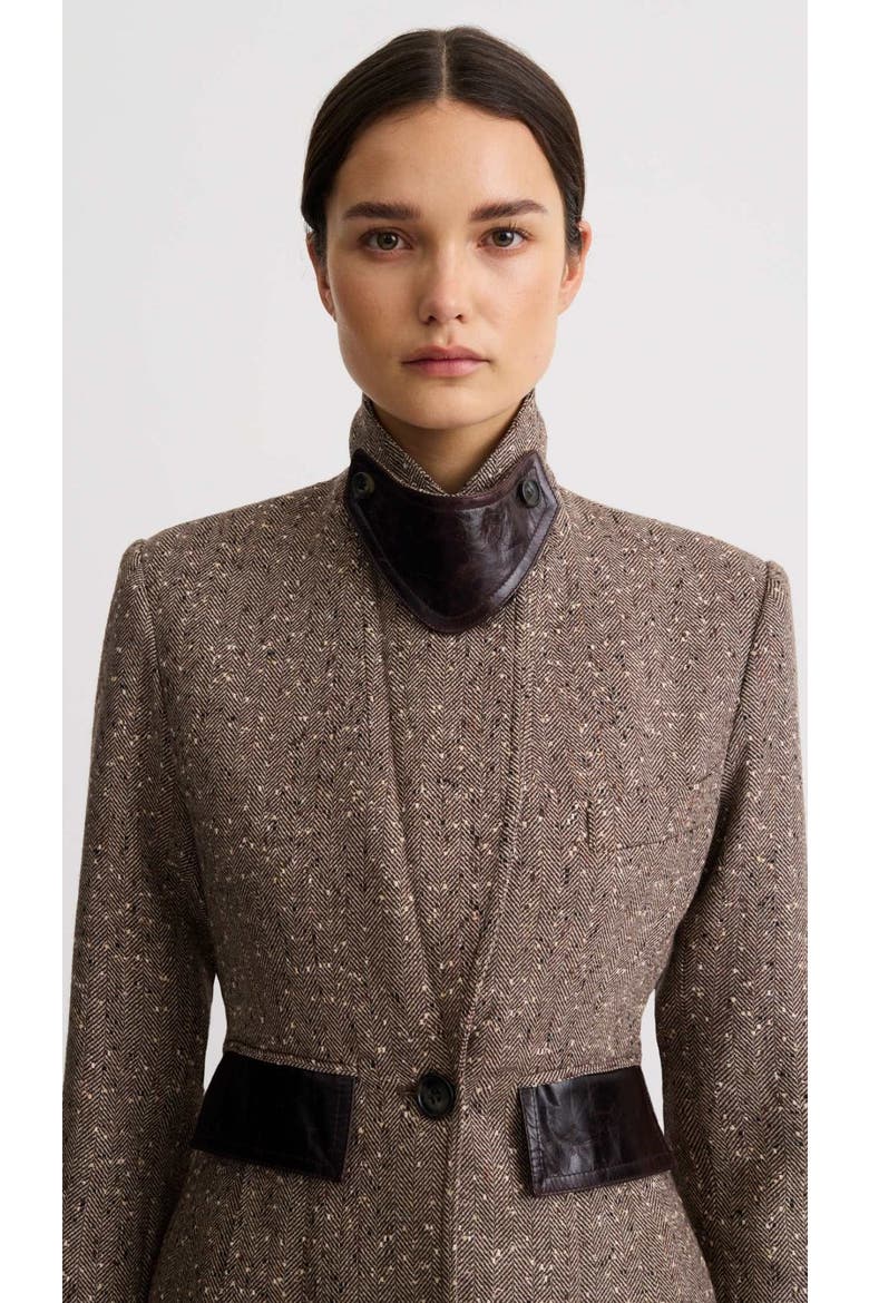 Tweed Tailored Boyfriend Blazer, Main, color, Biscotti Tweed