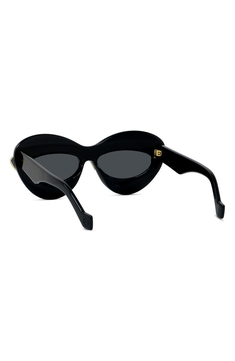 Loewe Double Frame 67mm Oversize Cat Eye Sunglasses, Alternate, color, Shiny Black / Smoke