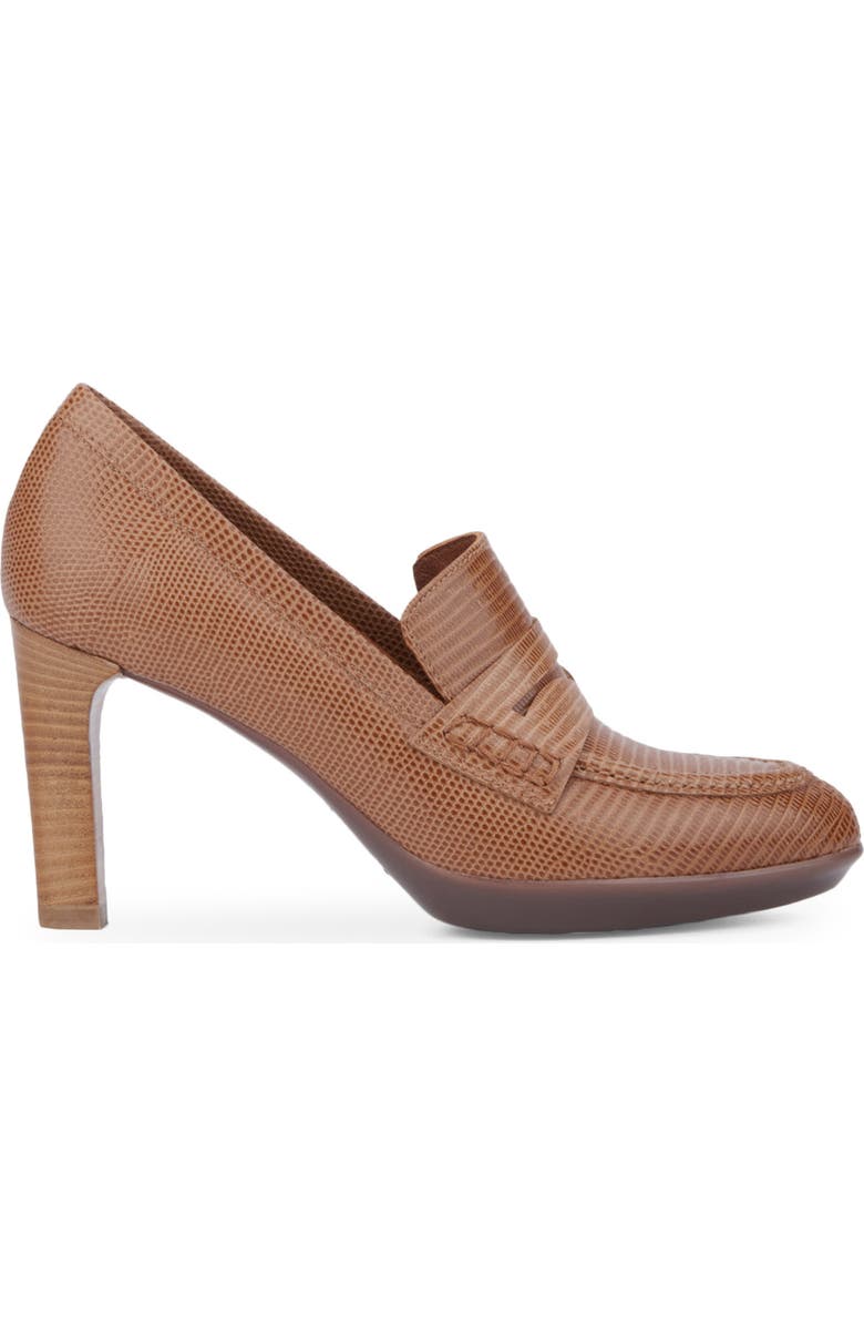 Aquatalia Rella Weatherproof Mini Lizard Embossed Penny Loafer Pump, Alternate, color, Whiskey
