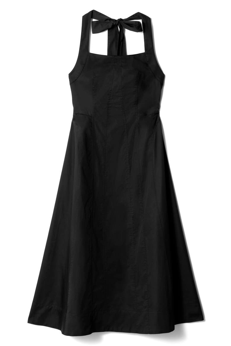 Bow Cotton Halter Minidress, Main, color, BLACK DARK