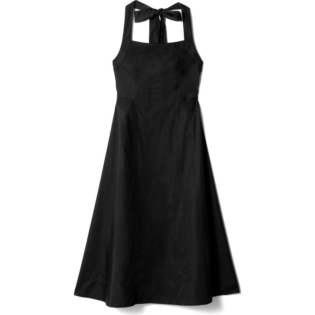 & Other Stories Bow Cotton Halter Minidress In Black