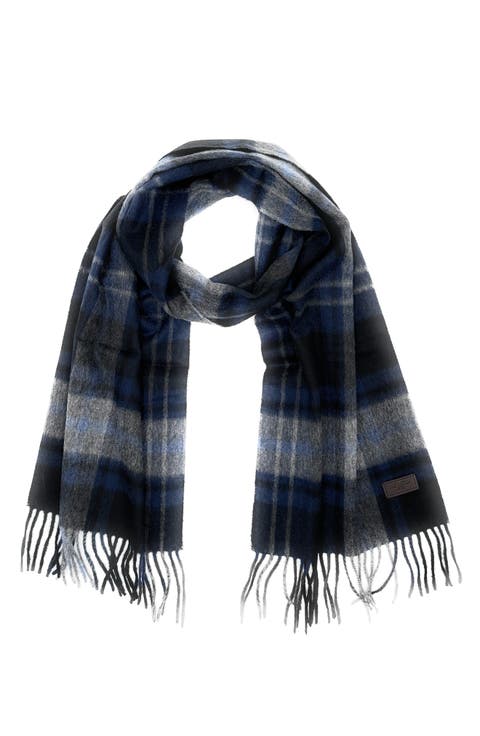Plaid Cashmere Fringe Scarf