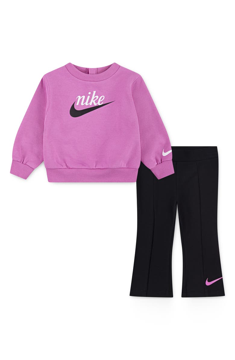Nike Impressions Sweatshirt & Leggings Set, Main, color, Black/ Purple