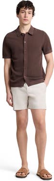 Onia Crochet Knit Button Up Short Sleeve Shirt