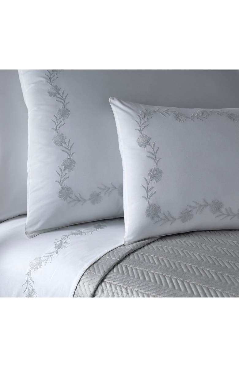 Matouk Daphne 520 Thread Count Flat Sheet, Alternate, color, Hazy Blue