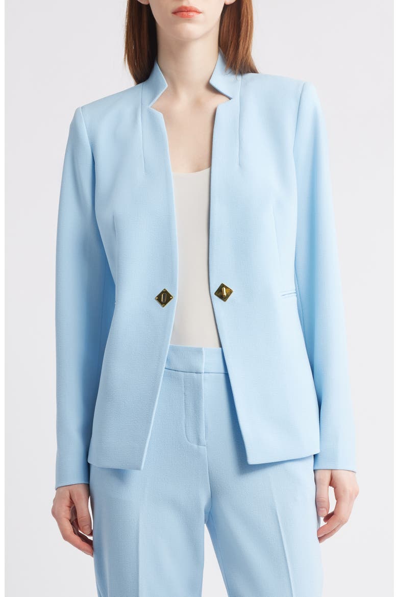 Notch Neck One-Button Jacket, Alternate, color, ICE BLUE