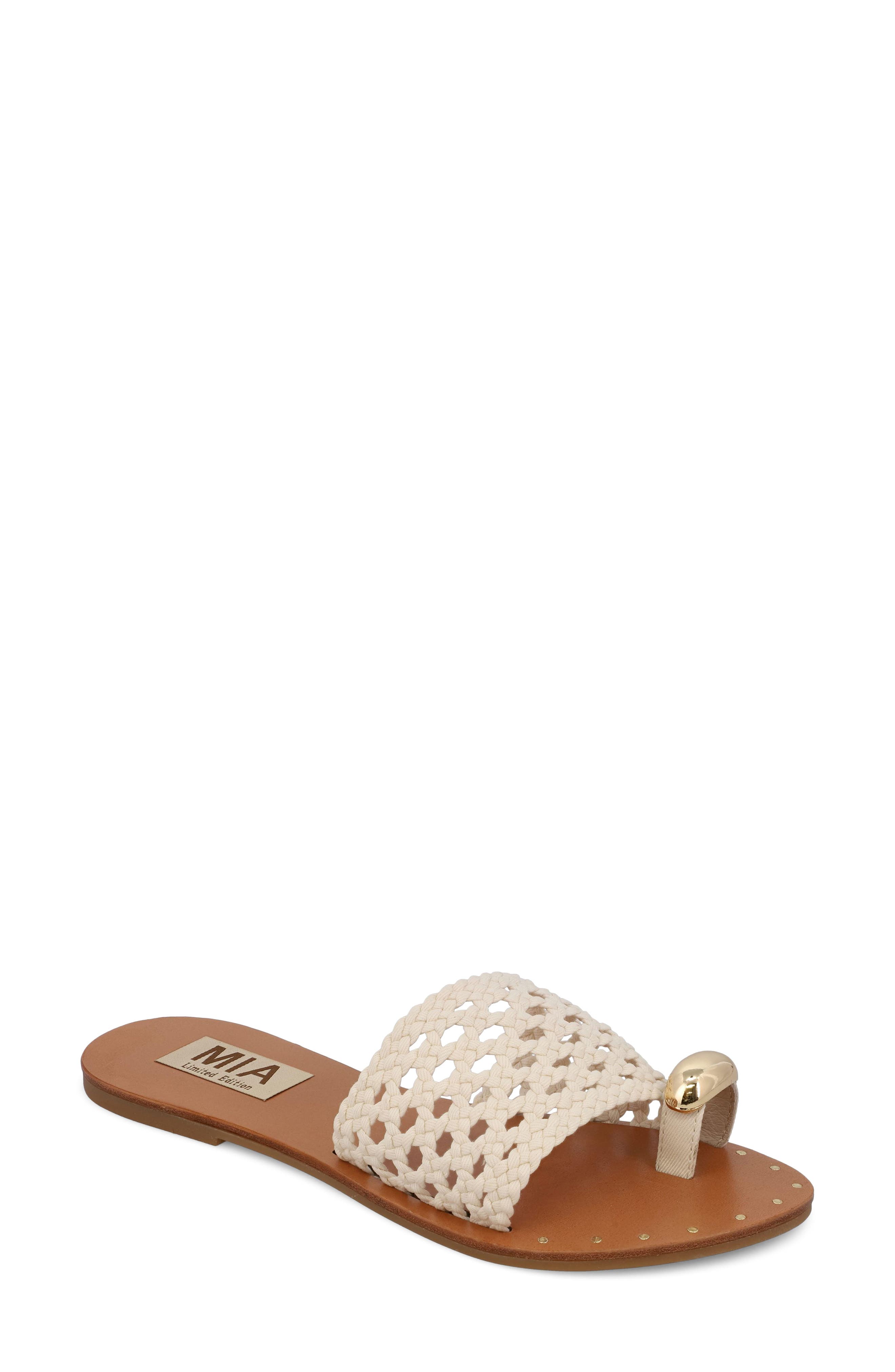 MIA Tiva Slide Sandal, Main, color, Bone Woven