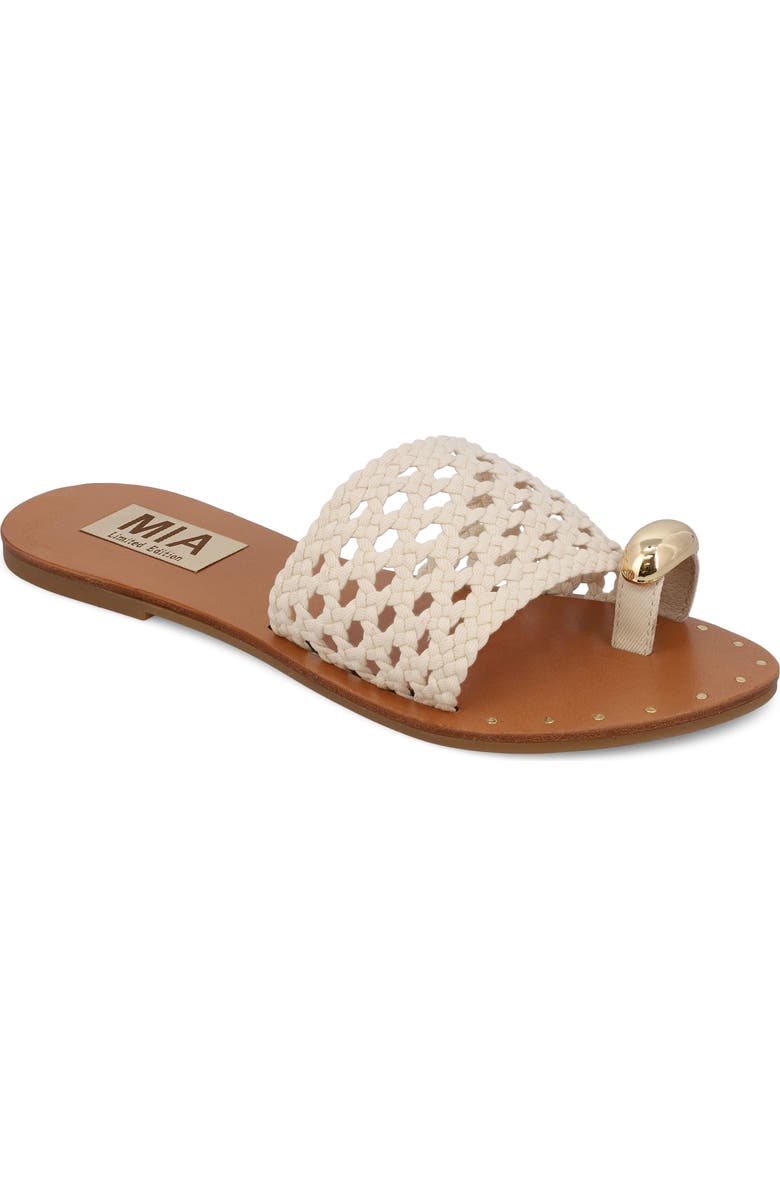MIA Tiva Slide Sandal, Main, color, Bone Woven