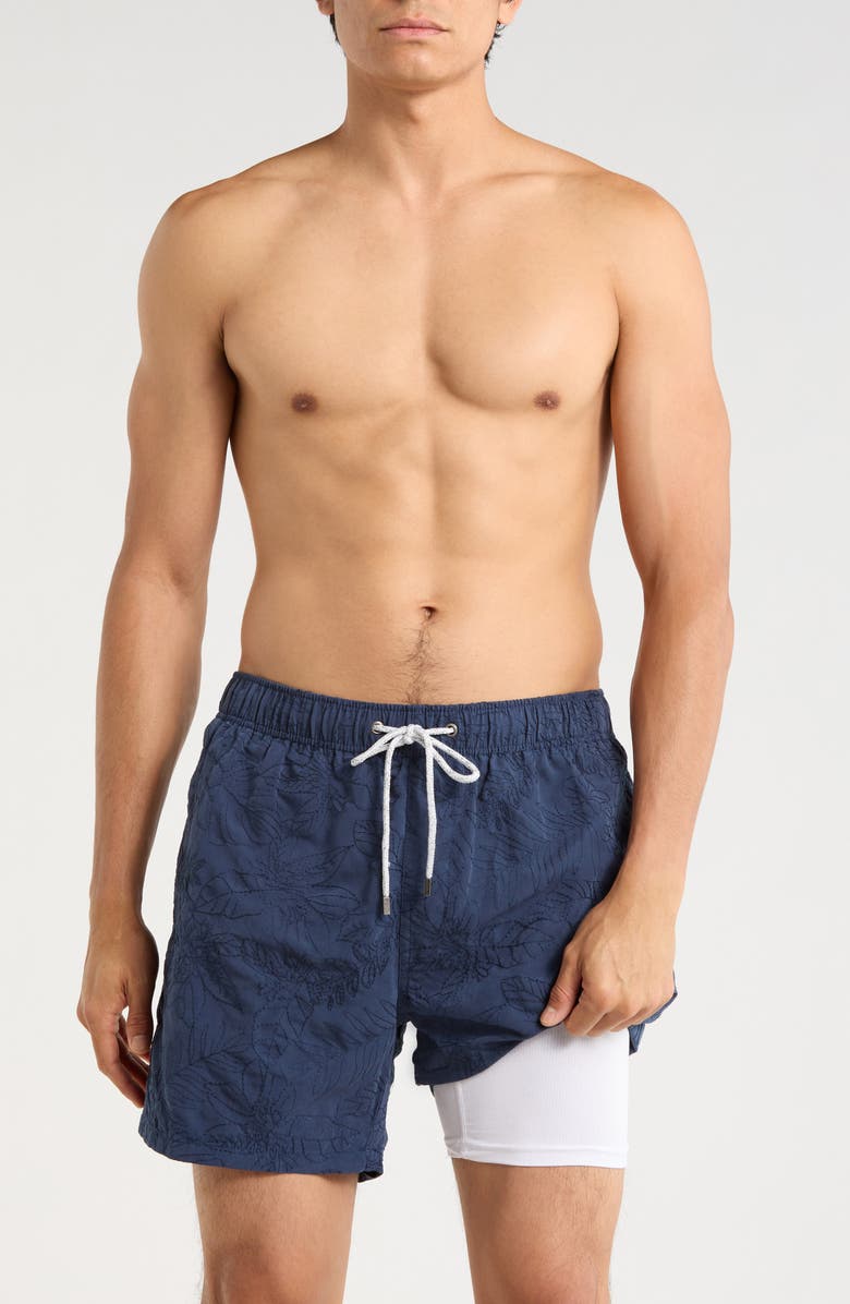 Vintage Summer Endless Embroidered Volley Swim Shorts, Alternate, color, Navy