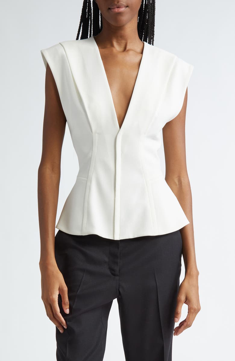 Proenza Schouler Janet Cap Sleeve Peplum Top, Main, color, White