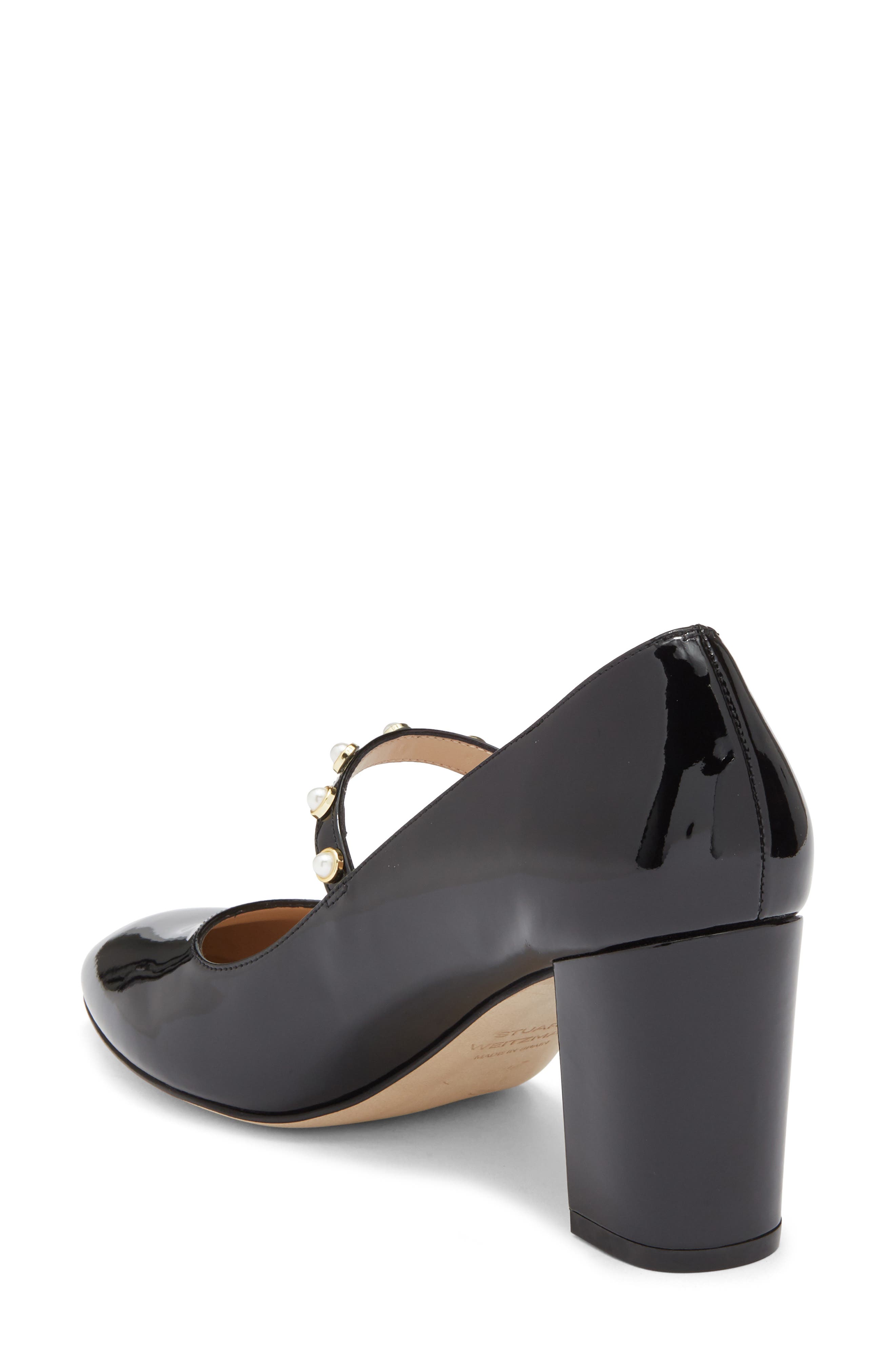 Stuart Weitzman Ari Faux Pearl Mary Jane Pump, Alternate, color, Black