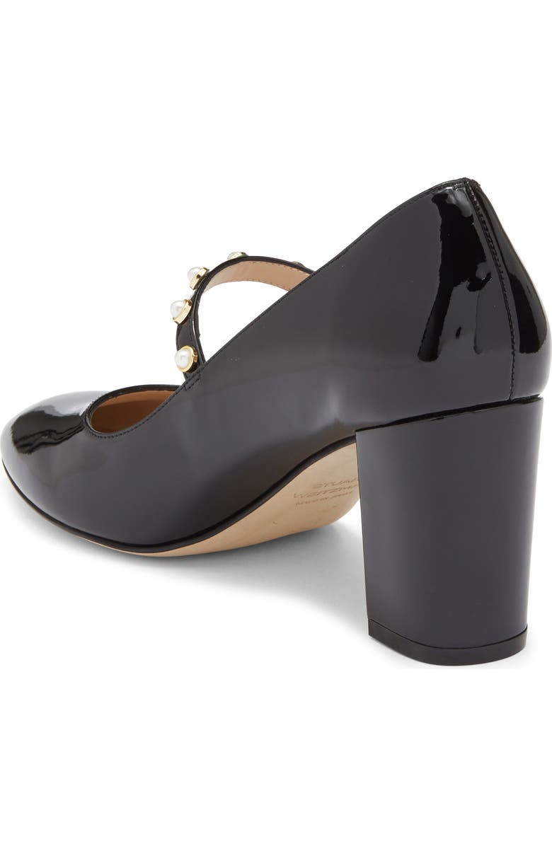 Stuart Weitzman Ari Faux Pearl Mary Jane Pump, Alternate, color, Black
