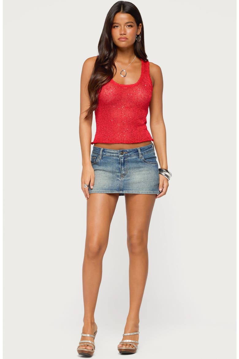 Eleora Sequin Knit Tank Top, Alternate, color, RED