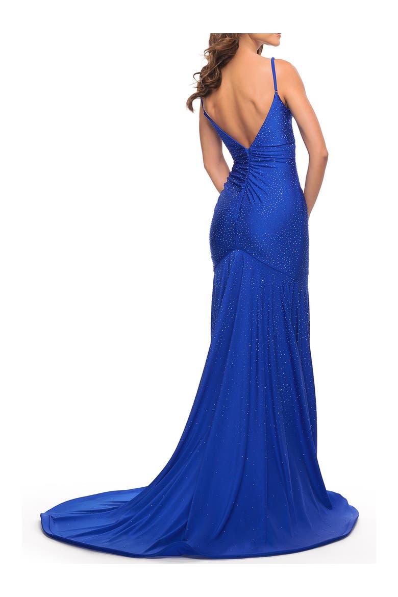 Dramatic Jersey Rhinestone Gown with Train, Alternate, color, Royal Blue