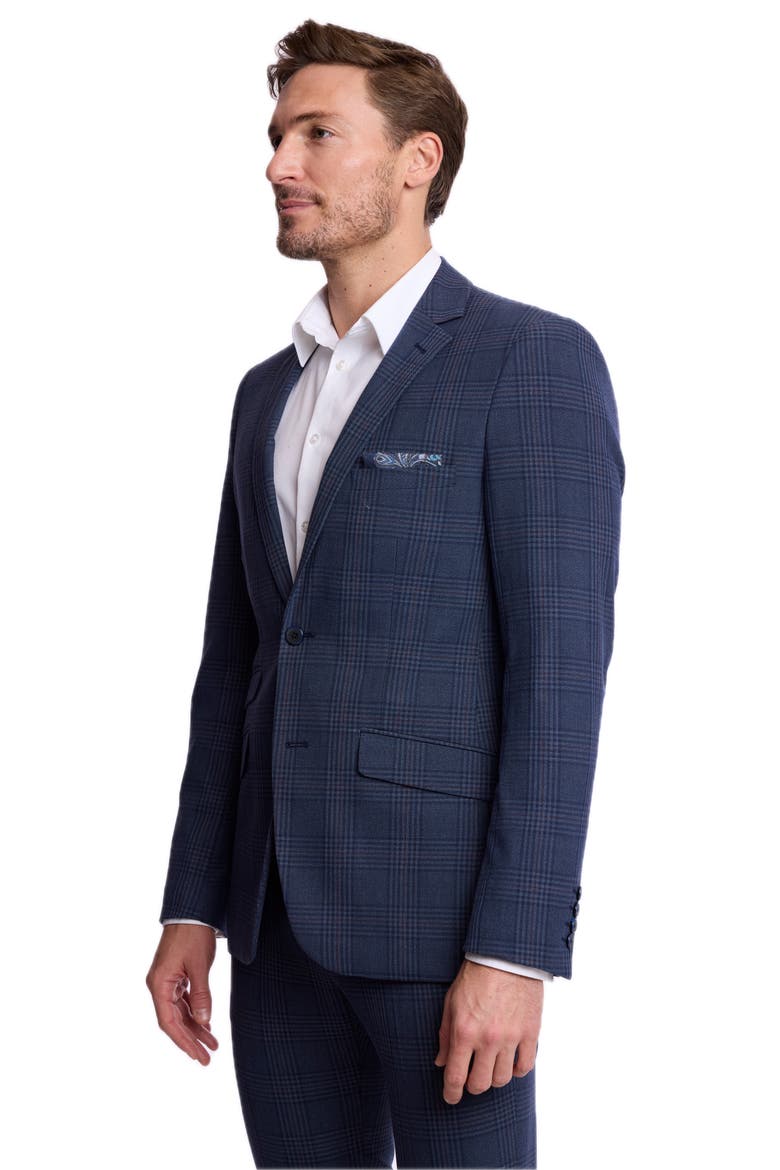 Dover Slim Notch Lapel Suit Jacket, Alternate, color, NAVY BURGUNDY PLAID